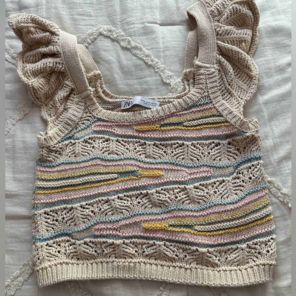 Zara crochet ruffle top